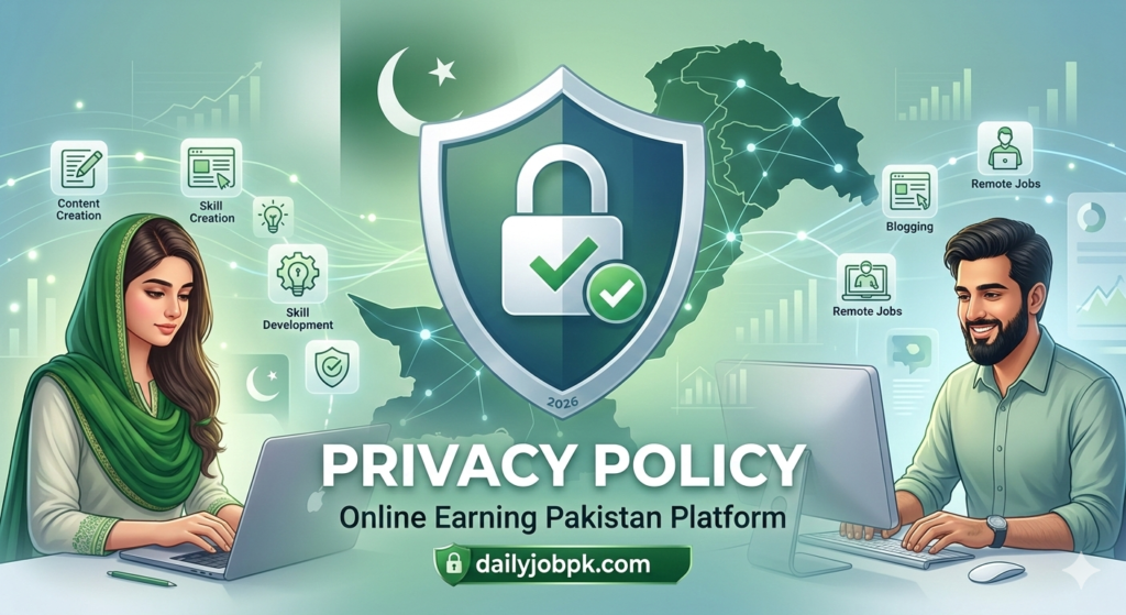 Privacy Policy Online Earning Pakistan data protection concept